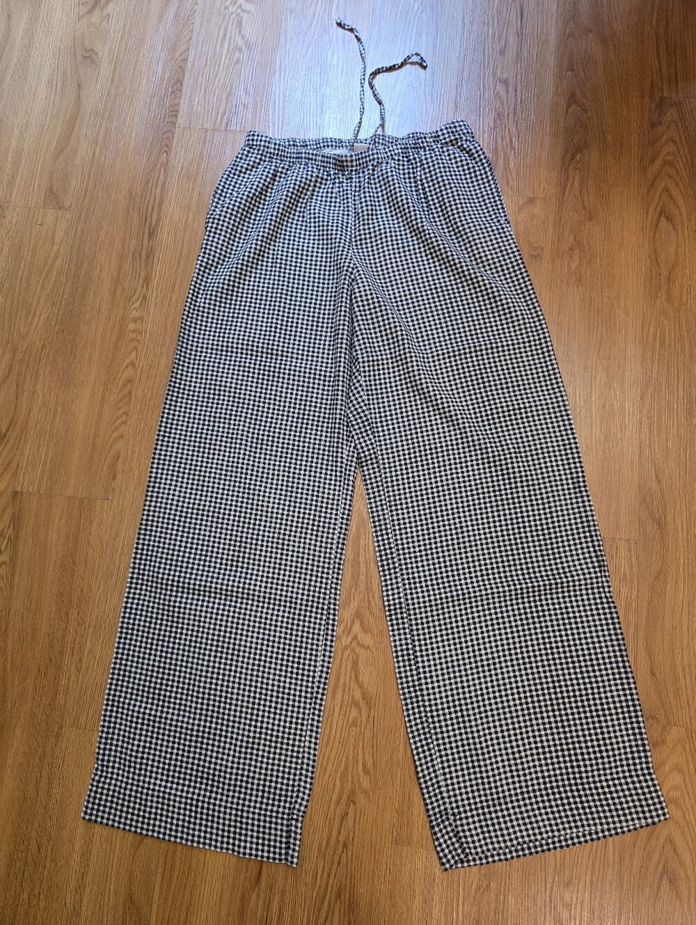 A New Day Gingham Black And White Checkered Wide Leg Pants Women’s Size Small